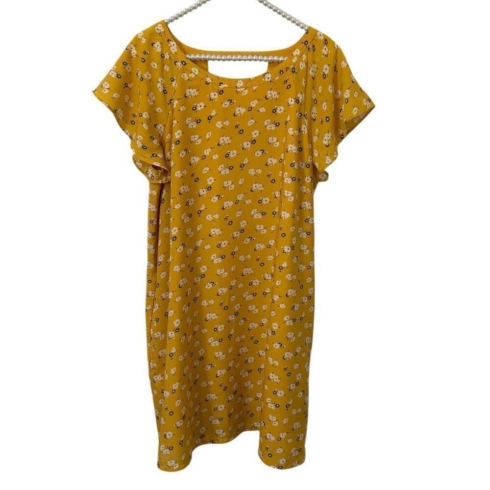 Abercrombie & Finch Floral Flutter‎ Sleeve Dress Yellow Large princess preppy